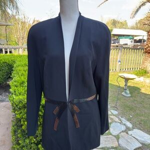 Black Open-Front Women's Blazer with Decorative sequin embroidery sz 14